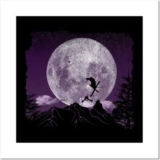 Skiing Freestyle - Purple Night Posters and Art